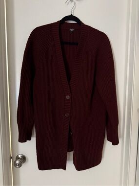 Express Ribbed Knit Cardigan in Rust